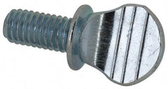 Value Collection - #10-32 Oval Shoulder Steel Thumb Screw - 3/8" OAL, 0.49" Head Height, Zinc-Plated Finish - Apex Tool & Supply