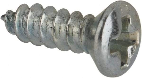 Value Collection - #4 Oval Head Phillips Sheet Metal Screw - Steel, 3/8" OAL, AISI 1016, ANSI/ASME B18.6.4, ASME B18.6.3 & SAE J933, Grade 1016-1024 - Apex Tool & Supply