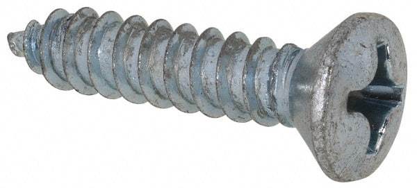 Value Collection - #12 Oval Head Phillips Sheet Metal Screw - Steel, 1" OAL, AISI 1016, ANSI/ASME B18.6.4, ASME B18.6.3 & SAE J933, Grade 1016-1024 - Apex Tool & Supply