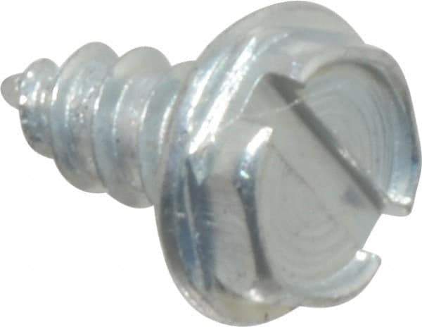 Value Collection - #4 Hex Washer Head Slotted Sheet Metal Screw - Steel, 1/4" Length Under Head, AISI 1016, ASME B18.6.3, ASME B18.6.4 & SAE J933, Grade 1016-1024 - Apex Tool & Supply