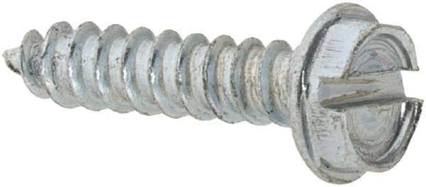 Value Collection - #4 Hex Washer Head Slotted Sheet Metal Screw - Steel, 1/2" Length Under Head, AISI 1016, ASME B18.6.3, ASME B18.6.4 & SAE J933, Grade 1016-1024 - Apex Tool & Supply