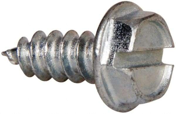 Value Collection - #7 Hex Washer Head Slotted Sheet Metal Screw - Steel, 3/8" Length Under Head, AISI 1016, ASME B18.6.3, ASME B18.6.4 & SAE J933, Grade 1016-1024 - Apex Tool & Supply