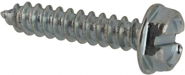 Value Collection - #7 Hex Washer Head Slotted Sheet Metal Screw - Steel, 3/4" Length Under Head, AISI 1016, ASME B18.6.3, ASME B18.6.4 & SAE J933, Grade 1016-1024 - Apex Tool & Supply