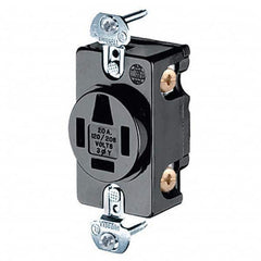 Hubbell Wiring Device-Kellems - 120/208 VAC 20A NEMA 18-20R Industrial Grade Black Straight Blade Single Receptacle - Apex Tool & Supply