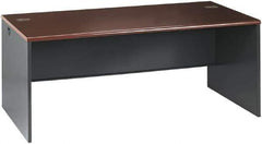 Hon - Steel-Reinforced High-Pressure Laminate/Metal Desk Shell - 72" Wide x 36" Deep x 29" High, Mahogany/Charcoal - Apex Tool & Supply