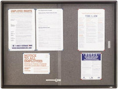 Quartet - 48" Wide x 36" High Open Cork Bulletin Board - Fabric, Gray - Apex Tool & Supply