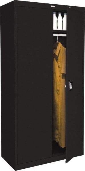 Sandusky Atlantic - 2 Shelf Combination Storage Cabinet - Steel, 36" Wide x 24" Deep x 78" High, Black - Apex Tool & Supply