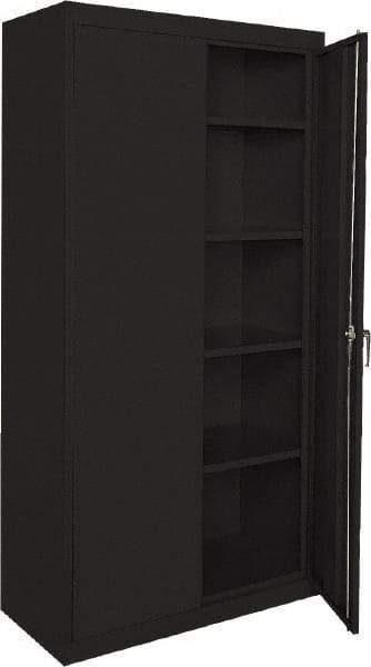 Sandusky Lee - 5 Shelf Locking Storage Cabinet - Steel, 36" Wide x 18" Deep x 72" High, Black - Apex Tool & Supply