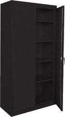 Sandusky Lee - 5 Shelf Locking Storage Cabinet - Steel, 36" Wide x 18" Deep x 72" High, Black - Apex Tool & Supply