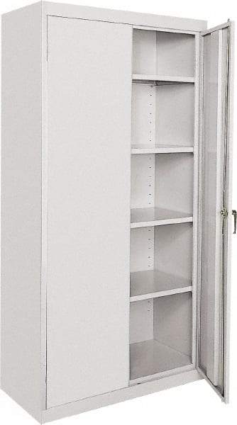 Sandusky Lee - 5 Shelf Locking Storage Cabinet - Steel, 36" Wide x 24" Deep x 72" High, Gray - Apex Tool & Supply