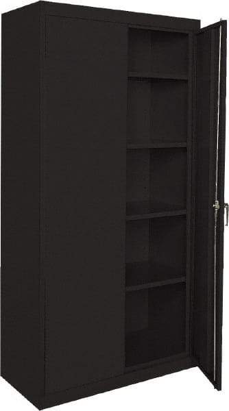 Sandusky Lee - 5 Shelf Locking Storage Cabinet - Steel, 36" Wide x 24" Deep x 72" High, Black - Apex Tool & Supply