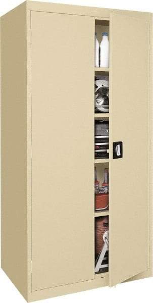 Sandusky Lee - 5 Shelf Locking Storage Cabinet - Steel, 36" Wide x 18" Deep x 72" High, Tan - Apex Tool & Supply