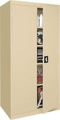 Sandusky Lee - 5 Shelf Locking Storage Cabinet - Steel, 36" Wide x 18" Deep x 72" High, Tan - Apex Tool & Supply