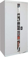 Sandusky Lee - 5 Shelf Locking Storage Cabinet - Steel, 36" Wide x 18" Deep x 72" High, Gray - Apex Tool & Supply
