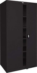 Sandusky Lee - 5 Shelf Locking Storage Cabinet - Steel, 36" Wide x 18" Deep x 72" High, Black - Apex Tool & Supply