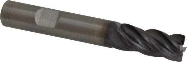 Kennametal - 4 Flute Solid Carbide Roughing & Finishing Corner Chamfer End Mill - AlTiN Finish, Weldon Shank, 38° Helix, Centercutting - Apex Tool & Supply