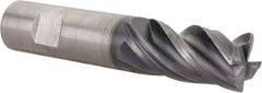 Kennametal - 4 Flute Solid Carbide Roughing & Finishing Corner Chamfer End Mill - AlTiN Finish, Weldon Shank, 38° Helix, Centercutting - Apex Tool & Supply