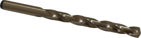 Precision Twist Drill - 0.368" 135° Cobalt Jobber Drill - Oxide/Gold Finish, Right Hand Cut, Spiral Flute, Straight Shank, 5" OAL, Split Point - Apex Tool & Supply