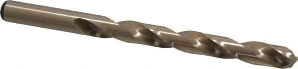 Precision Twist Drill - 0.404" 135° Cobalt Jobber Drill - Oxide/Gold Finish, Right Hand Cut, Spiral Flute, Straight Shank, 5-1/4" OAL, Split Point - Apex Tool & Supply