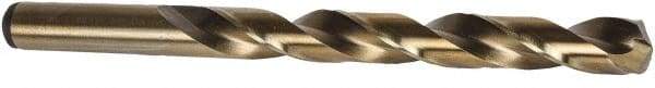 Precision Twist Drill - 10.8mm 135° Cobalt Jobber Drill - Oxide/Gold Finish, Right Hand Cut, Spiral Flute, Straight Shank, 5-19/32" OAL, Split Point - Apex Tool & Supply