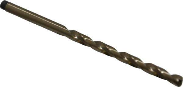Precision Twist Drill - #23 135° Cobalt Jobber Drill - Oxide/Gold Finish, Right Hand Cut, Spiral Flute, Straight Shank, 3-1/8" OAL, Split Point - Apex Tool & Supply