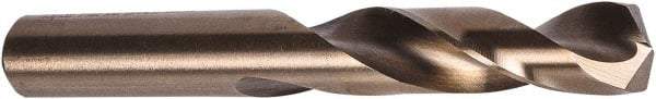 Precision Twist Drill - #10 135° Spiral Flute Cobalt Screw Machine Drill Bit - Oxide/Gold Finish, Right Hand Cut, 1-3/16" Flute Length, 2-1/4" OAL, Split Point, Straight Shank - Apex Tool & Supply