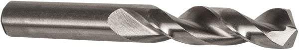 Precision Twist Drill - 19/32" 135° Parabolic Flute High Speed Steel Screw Machine Drill Bit - Bright Finish, Right Hand Cut, 2-5/8" Flute Length, 4-1/8" OAL, Split Point, Straight Shank - Apex Tool & Supply