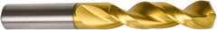 Precision Twist Drill - 25/64" 135° Parabolic Flute High Speed Steel Screw Machine Drill Bit - TiN Finish, Right Hand Cut, 1-7/8" Flute Length, 3-1/4" OAL, Split Point, Straight Shank - Apex Tool & Supply
