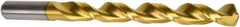 Precision Twist Drill - 1/8" 135° High Speed Steel Jobber Drill - TiN Finish, Right Hand Cut, Parabolic Flute, Straight Shank, 2-3/4" OAL, Split Point - Apex Tool & Supply