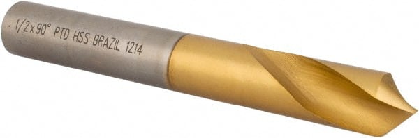 Precision Twist Drill - 1/2" Body Diam, 90°, 3-3/4" OAL, High Speed Steel Spotting Drill - Apex Tool & Supply