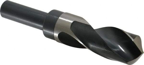 Precision Twist Drill - 1-1/4" Drill, 118° Point, High Speed Steel Silver Deming & Reduced Shank Drill Bit - Bright Finish, 6" OAL, Straight Shank, 3" Flute Length, Right Hand Cut, Standard Point, Spiral Flute, Regular Spiral - Apex Tool & Supply