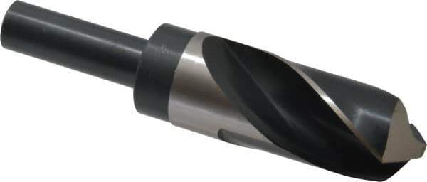 Precision Twist Drill - 1-7/16" Drill, 118° Point, High Speed Steel Silver Deming & Reduced Shank Drill Bit - Bright Finish, 6" OAL, Straight Shank, 3" Flute Length, Right Hand Cut, Standard Point, Spiral Flute, Regular Spiral - Apex Tool & Supply