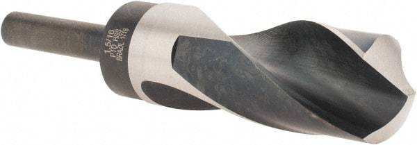 Precision Twist Drill - 1-5/16" Drill, 118° Point, High Speed Steel Silver Deming & Reduced Shank Drill Bit - Bright Finish, 6" OAL, Straight Shank, 3" Flute Length, Right Hand Cut, Standard Point, Spiral Flute, Regular Spiral - Apex Tool & Supply