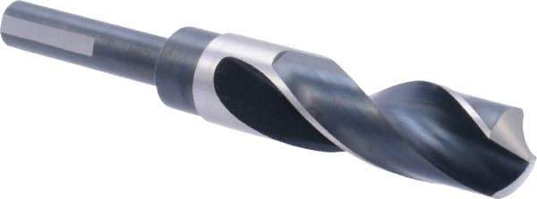 Precision Twist Drill - 29/32" Drill, 118° Point, High Speed Steel Silver Deming & Reduced Shank Drill Bit - Bright Finish, 6" OAL, Flats on Shank, 3" Flute Length, Right Hand Cut, Standard Point, Spiral Flute, Regular Spiral - Apex Tool & Supply