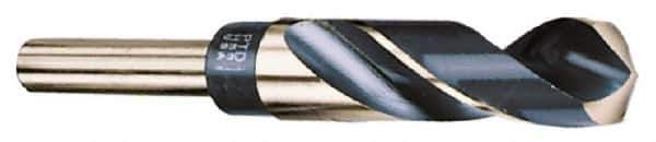Interstate - 1-3/32" Drill, 118° Point, Cobalt Silver Deming & Reduced Shank Drill Bit - Bright Finish, 6" OAL, Straight Shank, 3" Flute Length, Right Hand Cut, Standard Point, Spiral Flute, Regular Spiral - Apex Tool & Supply