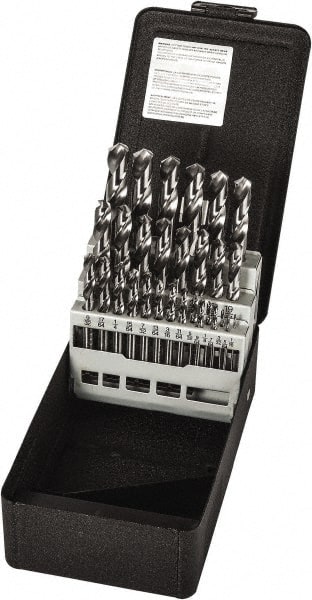Precision Twist Drill - 1/16 to 1/2", 118° Point, Bright Finish, High Speed Steel Screw Machine Length Drill Bit Set - Apex Tool & Supply