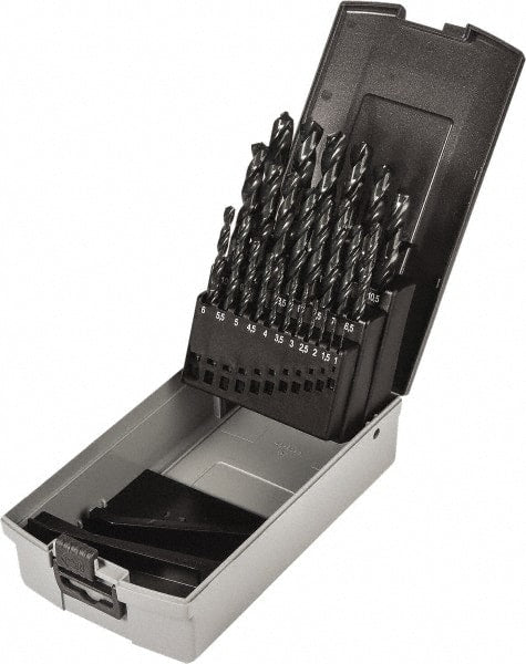 Precision Twist Drill - 1 to 13mm, 118° Point, Oxide Finish, High Speed Steel Jobber Length Drill Bit Set - Apex Tool & Supply