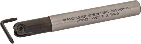 Kennametal - 3/4" Cut Diam, 3/8" Max Depth of Cut, 3/4" Shank Diam, 6.281" OAL, Indexable Ball Nose End Mill - 1.753" Head Length, Straight Shank, KDMB Toolholder, KDMB 0750.. Insert - Apex Tool & Supply