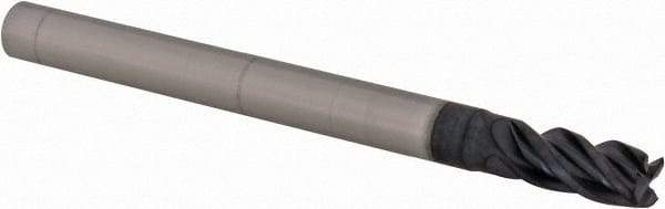 Iscar - 1/8" Diam, 1/4" LOC, 4 Flute Solid Carbide Roughing & Finishing Corner Chamfer End Mill - TiAlN Finish, 1-1/2" OAL, 1/8" Shank Diam, Straight Shank, 38° Helix, Centercutting - Apex Tool & Supply