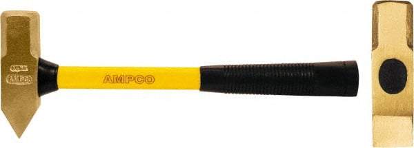 Ampco - 2-1/2 Lb Head Nickel Aluminum Bronze Nonsparking Cross Pein Hammer - 15" Fiberglass Handle, 1-9/16" Face Diam, 15" OAL, Lifetime Warranty, FM Approved - Apex Tool & Supply