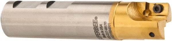 Superbee - 0.007 to 0.06 Inch Cutting Radius, 1 Inch Cutter Diameter, 2 Style EM15 Inserts, 1 Inch Shank Diameter, Indexable Convex Radius Cutter - 4.5 Inch Overall Length - Apex Tool & Supply