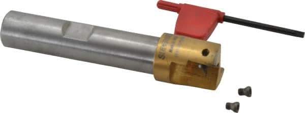Superbee - 0.07 to 0.13 Inch Cutting Radius, 1 Inch Cutter Diameter, 2 Style EM15 Inserts, 3/4 Inch Shank Diameter, Indexable Convex Radius Cutter - 4.5 Inch Overall Length - Apex Tool & Supply