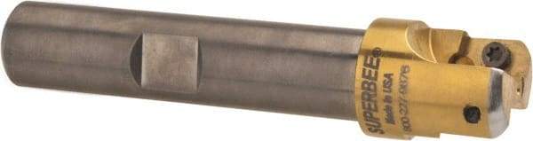 Superbee - 0.14 to 0.19 Inch Cutting Radius, 1 Inch Cutter Diameter, 2 Style EM15 Inserts, 3/4 Inch Shank Diameter, Indexable Convex Radius Cutter - 4.5 Inch Overall Length - Apex Tool & Supply