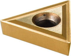 Interstate - TT321 Grade TCN55 Carbide Turning Insert - TiN/TiC/TiCN/TiN Finish, 60° Triangle, 3/8" Inscr Circle, 1/8" Thick, 1/64" Corner Radius - Apex Tool & Supply