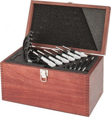 Starrett - 0 to 6" Range, 6 Piece Mechanical Outside Micrometer Set - 0.0001" Graduation, Ratchet Stop Thimble, Carbide Tipped Face - Apex Tool & Supply