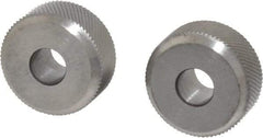Made in USA - 1/4 Inch Face Width, 3/4 Inch Diameter, Cobalt Knurl Wheel Set - 1/4 Inch Hole Diameter, Beveled Face Knurl, Left and Right Hand Diagonal Pattern, Form - Exact Industrial Supply