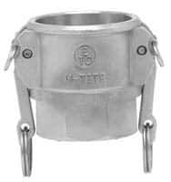 EVER-TITE Coupling Products - 4" Stainless Steel Cam & Groove Suction & Discharge Hose Female Coupler Female NPT Thread - Part D, 4" Thread, 100 Max psi - Apex Tool & Supply