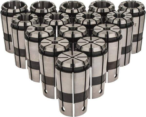 Parlec - 15 Piece, 1/8" to 1" Capacity, Single Angle Collet Set - Series TG/PG 100 - Exact Industrial Supply