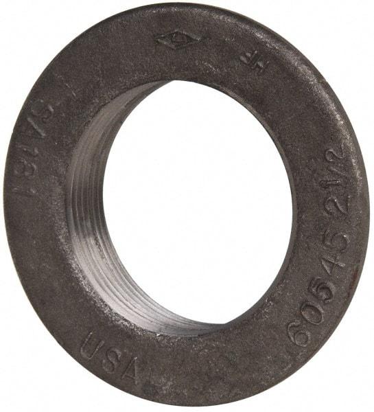 Made in USA - 2-1/2" Pipe, 4-1/4" Diam x 1/4" Thick, Tank Flange without Pilot - For Threaded Pipe, 1" Overall Height, 3-1/2" Bottom Diam, 3-7/32" Top Diam, Carbon Steel - Apex Tool & Supply