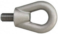 Made in USA - 9,000 Lb Capacity, Alloy Steel, 1-8 Thread, Fixed Lifting Eye Bolt - Fully Threaded, 1-7/8" Shank, 1-7/8" Thread Length, Shoulder - Apex Tool & Supply